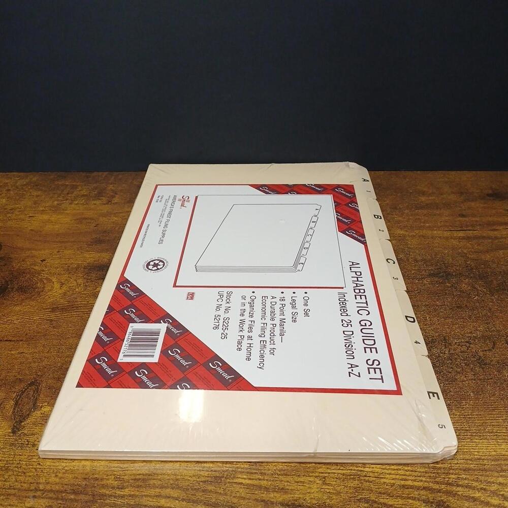 Smead Alphabetic Guide Set Indexed 25 Division A-Z 18 point Manila 52176 New - Picture 5 of 6